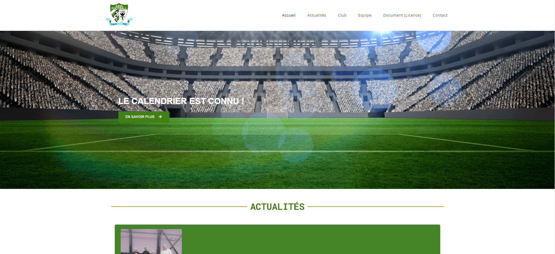 Aperçu du projet ASGL Football — Site de club — Site sportif réalisé par Corentin Coursan