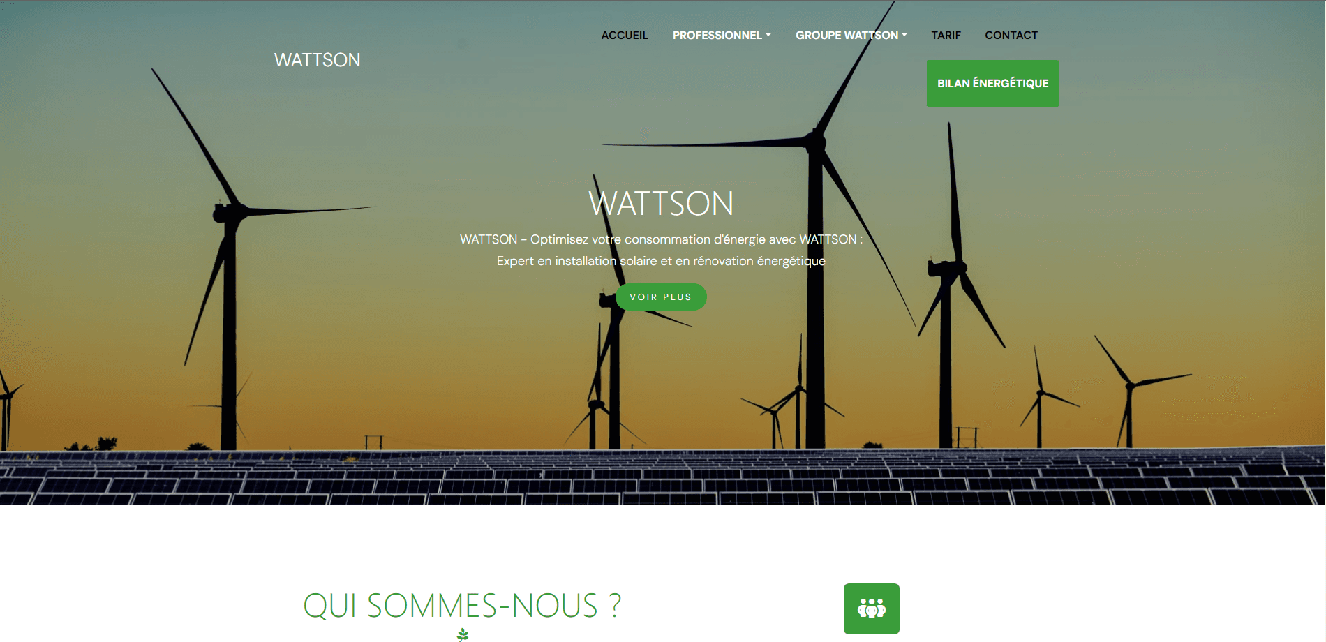 Aperçu du projet Wattson Énergie — Site vitrine — Site vitrine réalisé par Corentin Coursan